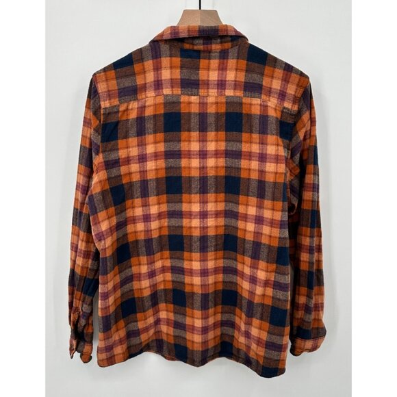 Natural Reflections Flannel Shirt Men XXL Orange Blue Plaid Button Up Pocket - Picture 4 of 8
